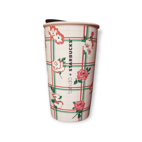 Starbucks Other - Starbucks ban.do Floral Double Wall Ceramic Travel Mug Tumbler 12 oz Bando Pink